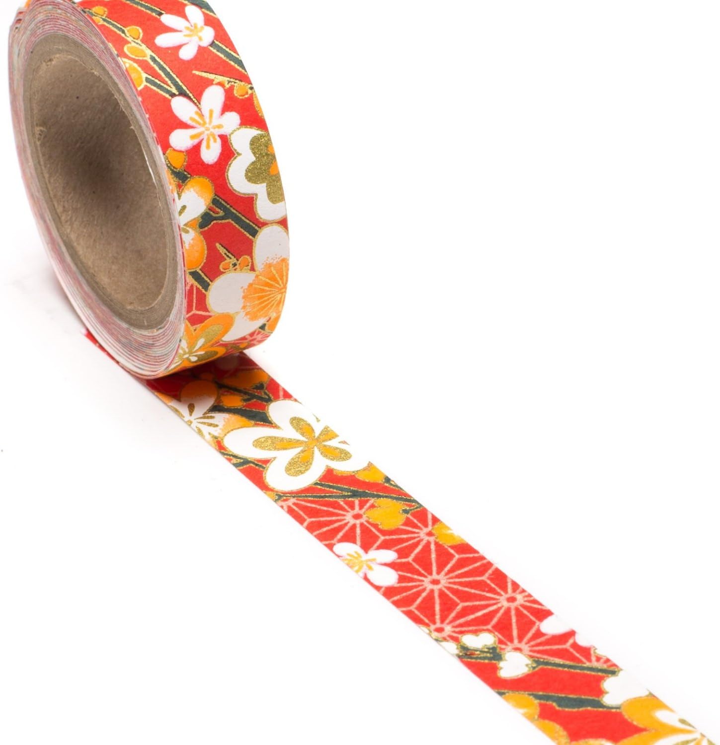 Sunset Blooms Hand-Silkscreened Japanese Chiyogami Yuzen Washi Tape