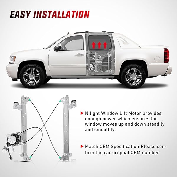 NILIGHT REAR DRIVER SIDE POWER WINDOW REGULATOR/MOTOR COMPATIBLE WITH 2001 2002 2003 2004 2005 2006 CHEVROLET AVALANCHE SILVERADO SUBURBAN GMC SIERRA YUKON XL 1500 2500 3500 741-578