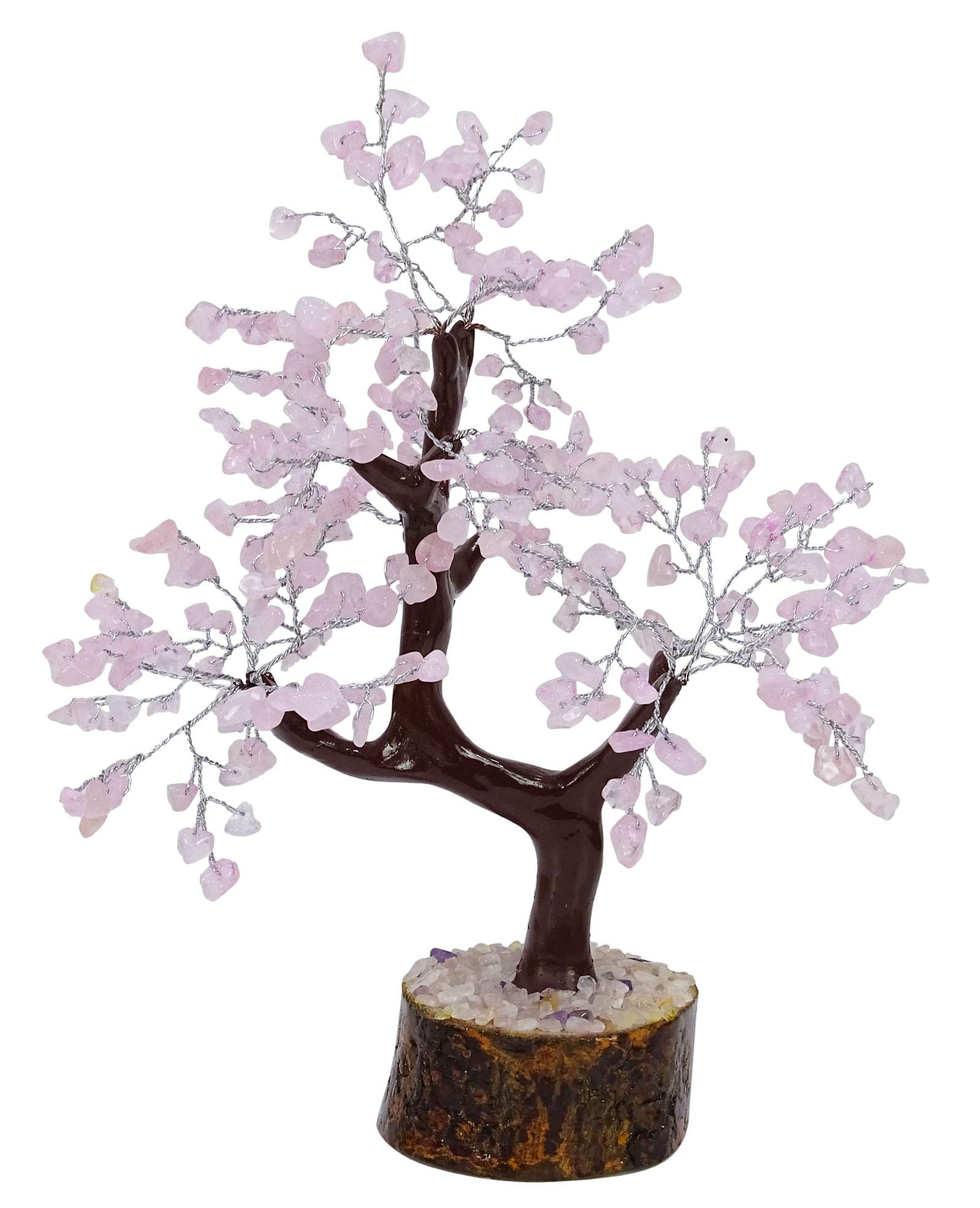 Harmonize Rose Quartz Stone Healing Bonsai Tree Feng Shui Spiritual Table Decor