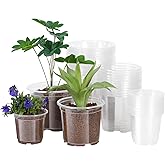 JERIA 30 Pack 6/5/4Inch Clear Nursery Pots with Drainage Holes, Clear Plant Pot for Planting, Transparent Plastic Plant Pots,