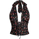 Verdusa Women's Halter Tops Going Out Y2k Ruched Backless Sleeveless Crop Top Party Clubwear