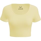 Basic Crop Tops for Women Short Sleeve T-Shirts Scoop Neck Cropped Shirts Women's Crop Top Cute Summer Tops Slim Fit Tees