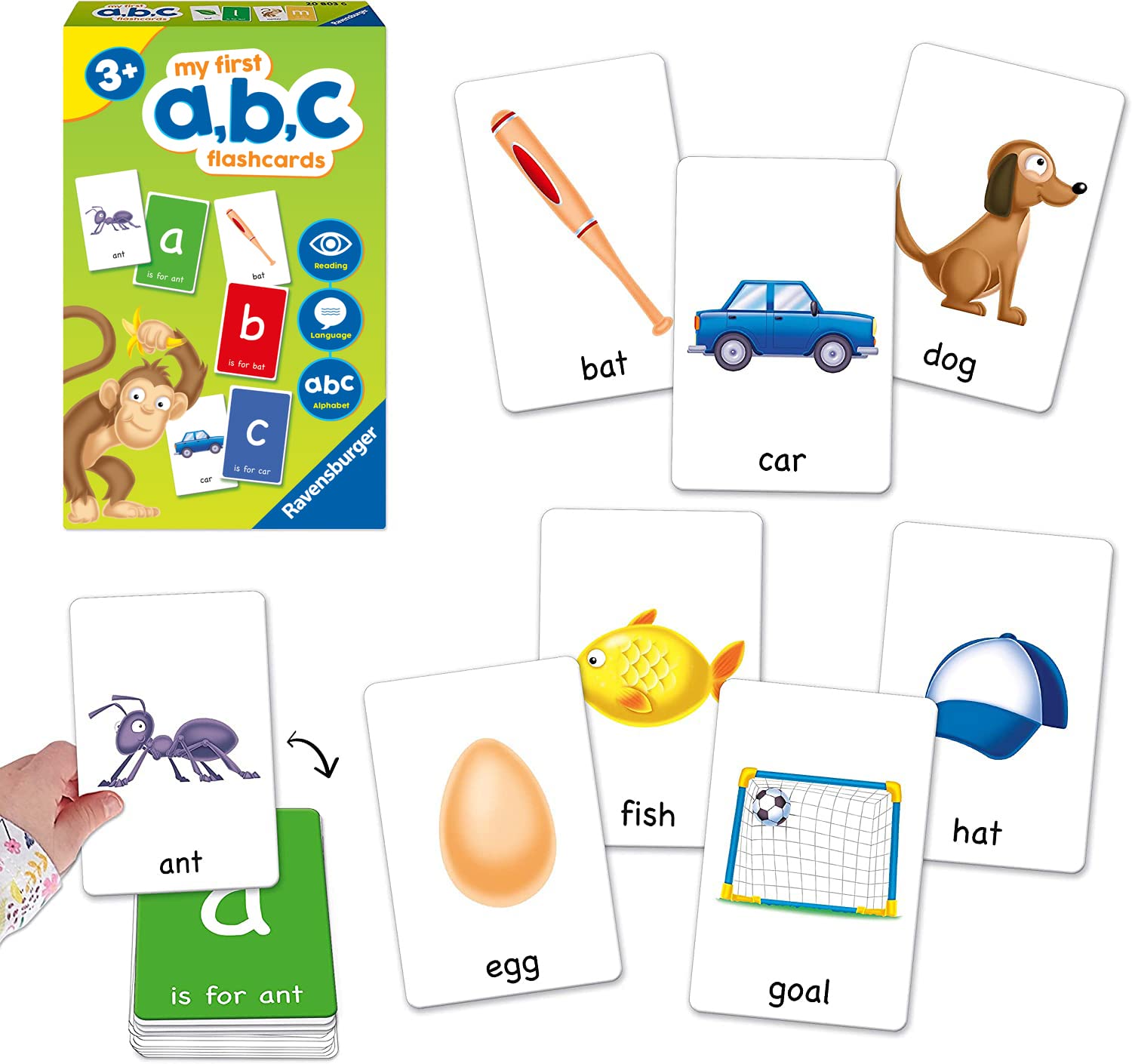 Ravensburger My First ABC Flash Card Game Kids Age 3 Years Up - Ideal Early Learning, Object Recognition, Alphabet, Reading And Spelling