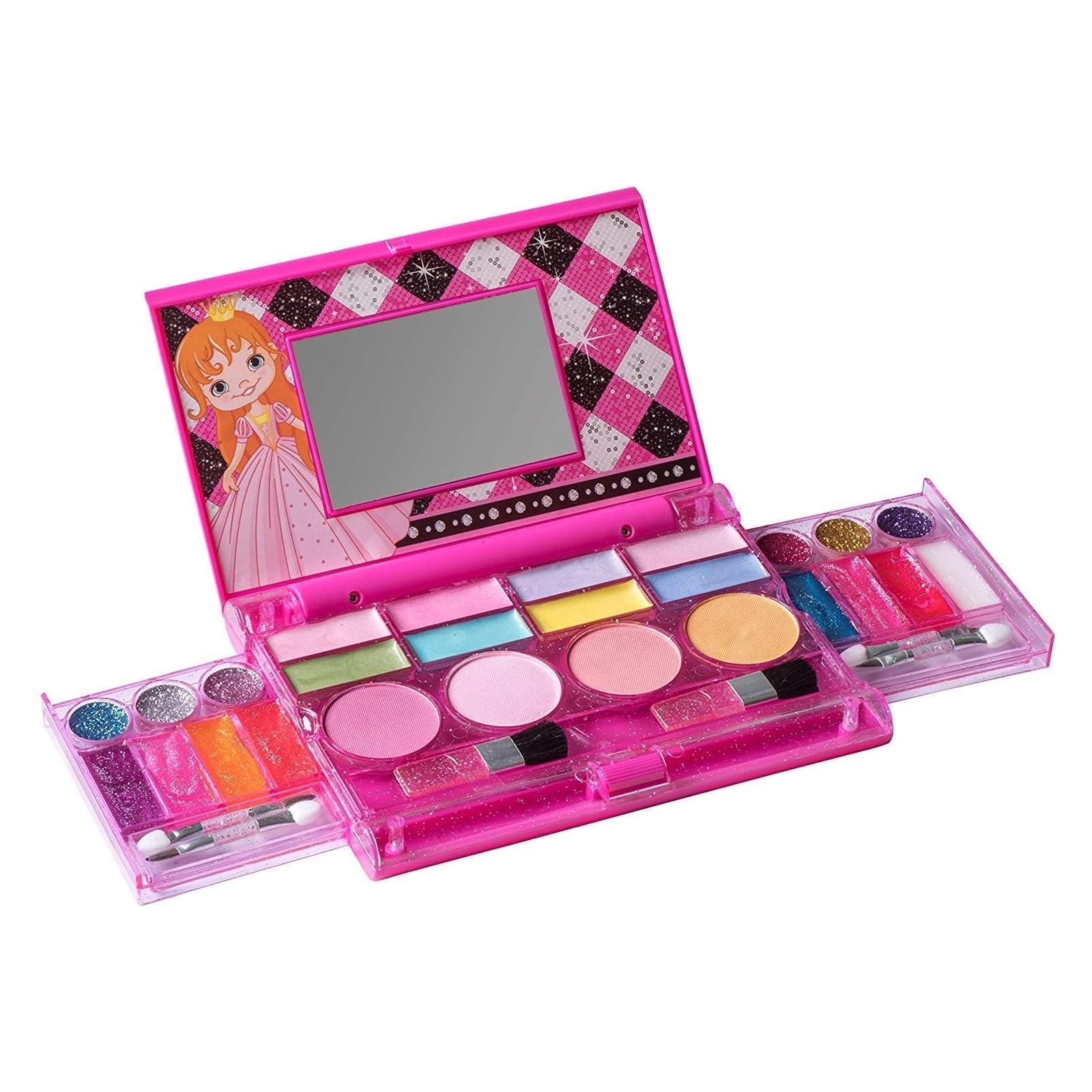 Playkidiz My First Princess Makeup Chest, Girl's All-In-One Deluxe Cosmetic - Kids Makeup Set For Girls - Real Makeup Palette With Mirror (Washable)