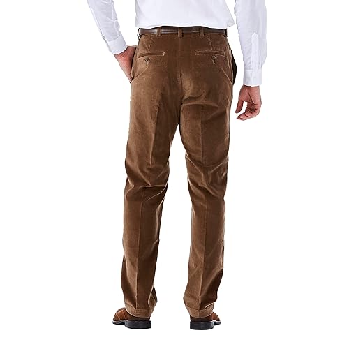 Haggar mens Stretch Corduroy Expandable Waist Classic Fit Flat