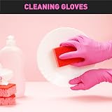 OKIAAS Pink Vinyl Gloves Medium 50 Count Latex-Free PVC Kitchen Lab view 5