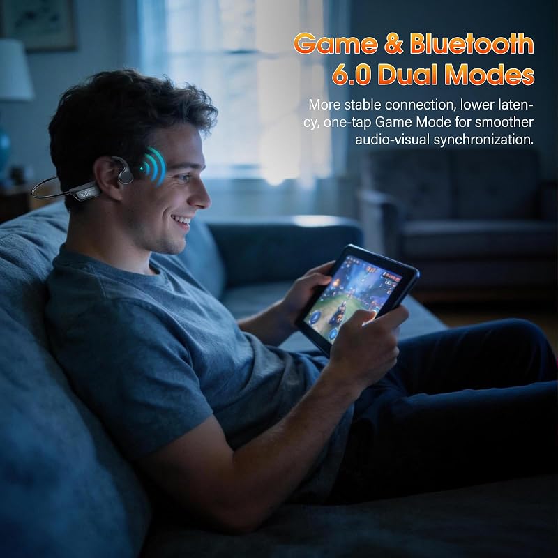 Casque Conduction Osseuse Bluetooth 6.0, IP7 Écouteurs à Conduction Osseuse