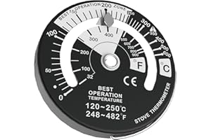 FUTURESUN Magnetic Stove Thermometer – Wood Stove Pipe Temperature Gauge, 2.5 Inch Dial, 0–600°C / 32–900°F, Helps Save Fuel 