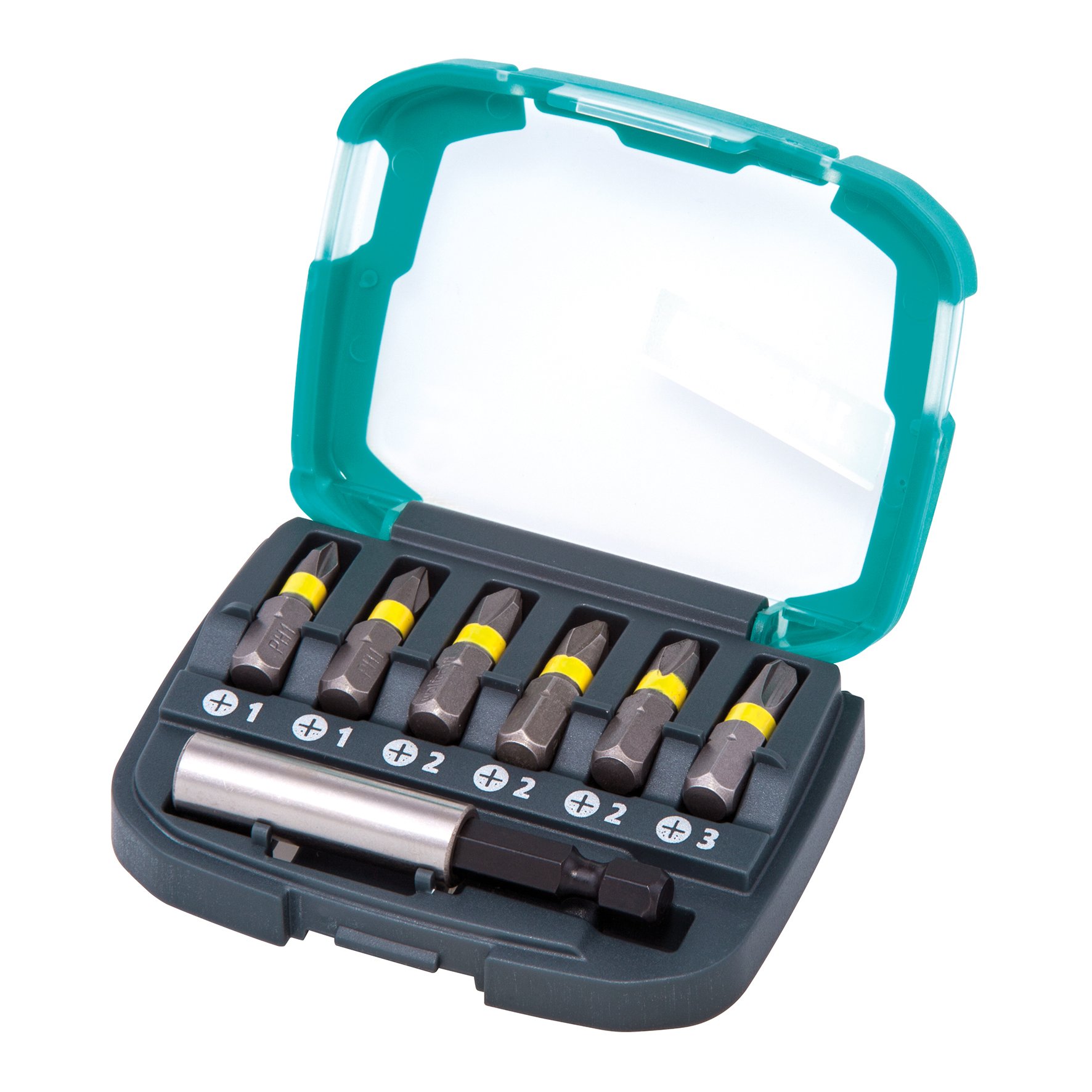 wolfcraft Bit Box Crosshead (PH 1-3), 7 Pcs. I 2976000 I 6 Solid bits in various sizes, incl. bit holder โ image 1