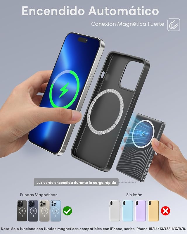 Batería Externa para MagSafe 5000mAh, Power Bank 20W Ultra Fina