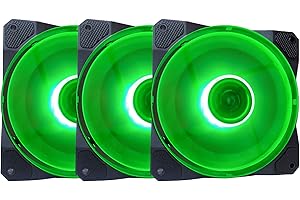 APEVIA CO312L-GN Cosmos 120mm Green LED Ultra Silent Case Fan w/ 16 LEDs & Anti-Vibration Rubber Pads (3 Pk)