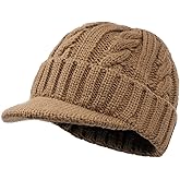 Clakllie Winter Visor Beanie Stretchy Cable Knitted Hats Stylish Skullcap Cold Weather Ski Snow Caps Cadet Newsboy Cap