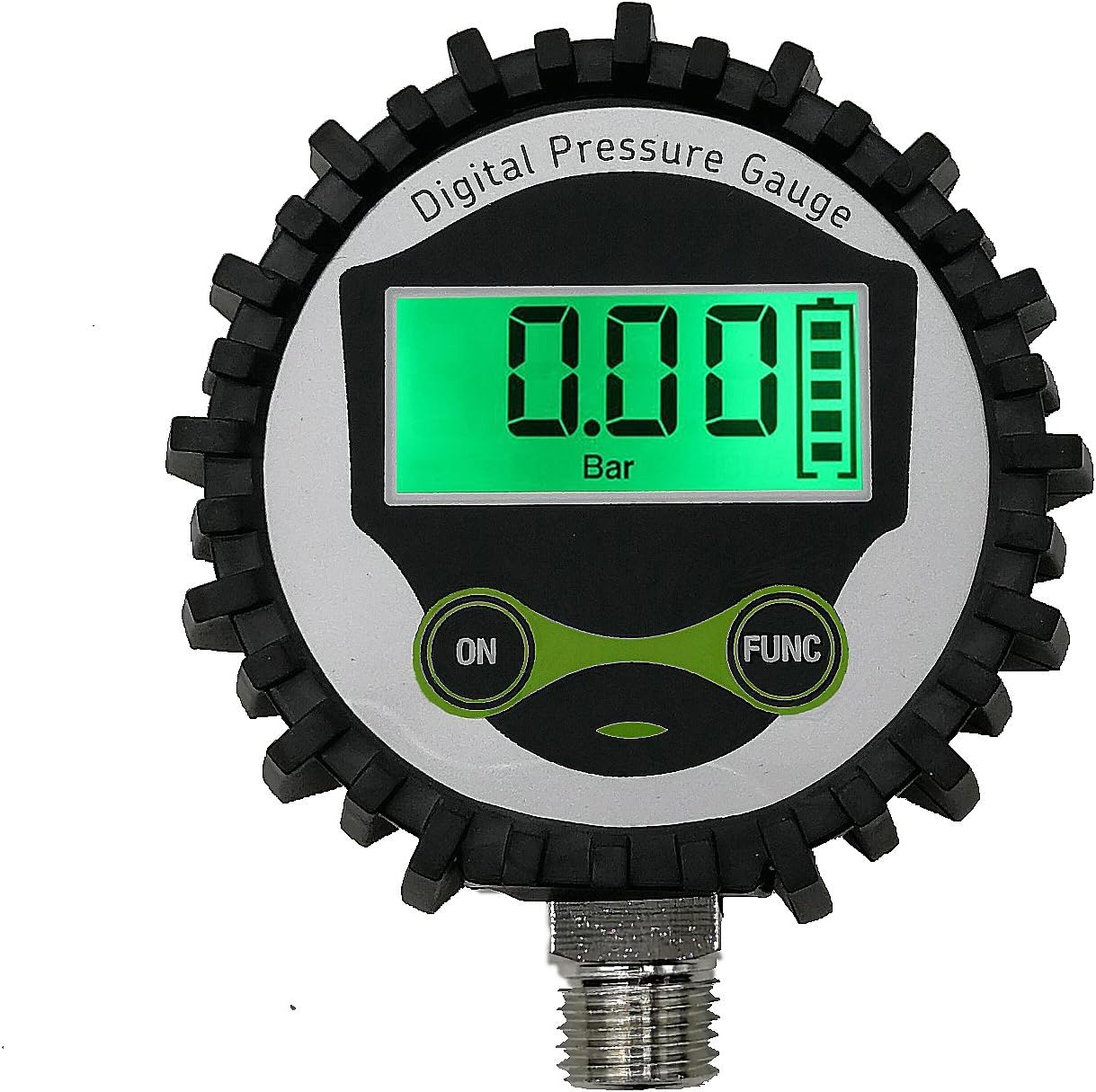 Uharbour Digital Manometer Low Pressure Gauge with 1/4'' NPT Bottom Connector and Rubber Protector, 0-15 psi, Accuracy 1%, Resolution 0.02psi