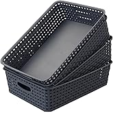 Ucake 4 Packs Plastic Storage Basket Tray, Shallow Paper Basket, Gray