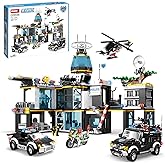 City Police Station Building Blocks Set, 1261 PCS Police City Building Toys with Helicopter, Motorcycle, Police Cars, STEM To