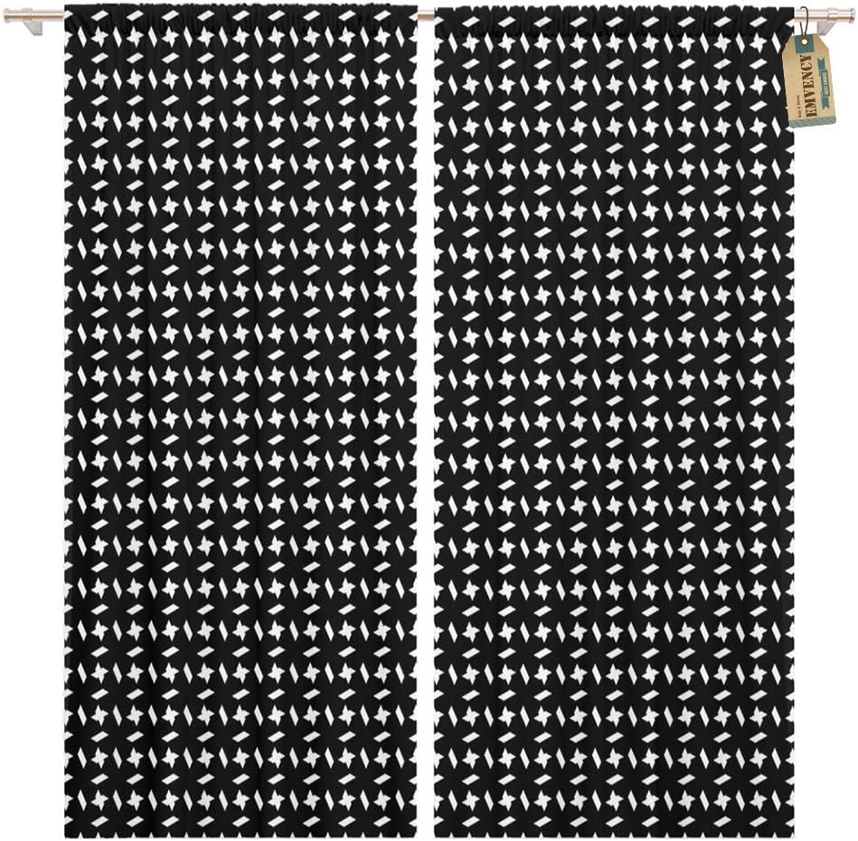 Golee Window Curtain White Mini Parallelograms and Crosses on Pattern Polygons Ethnic Home Decor Rod Pocket Drapes 2 Panels Curtain 104 x 63 inches