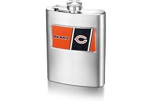 MATCH-UP PROMOTIONS NFL Chicago Bears 8-Ounce Matte Finished Stainless Steel Hip Flask with Rectangular Team Emblem and Funnel