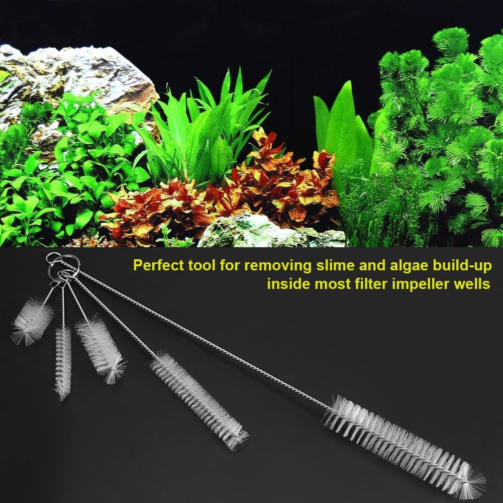 Minnya 5 Pcs Aquarium Pipe Brush Stainless Steel Washing Brush for Cleaning Aquarium Filter Water Pump Hose Flexible Fish Tank Cleaner - Image 4