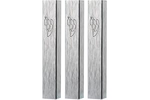 Ateret Judaica Pack of 3 Waterproof Aluminum Mezuzah Case with Finish Silver | Israeli Import, Fit up to 2.8" / 7 cm Mezuzah Scroll | Easy Peel and Stick (Scroll Not Included)