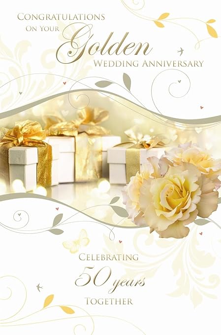 Special Days Congratulations On Your Golden Wedding Anniversary 50th Present Rose Design Greeting Card Amazon Co Uk Kitchen Home