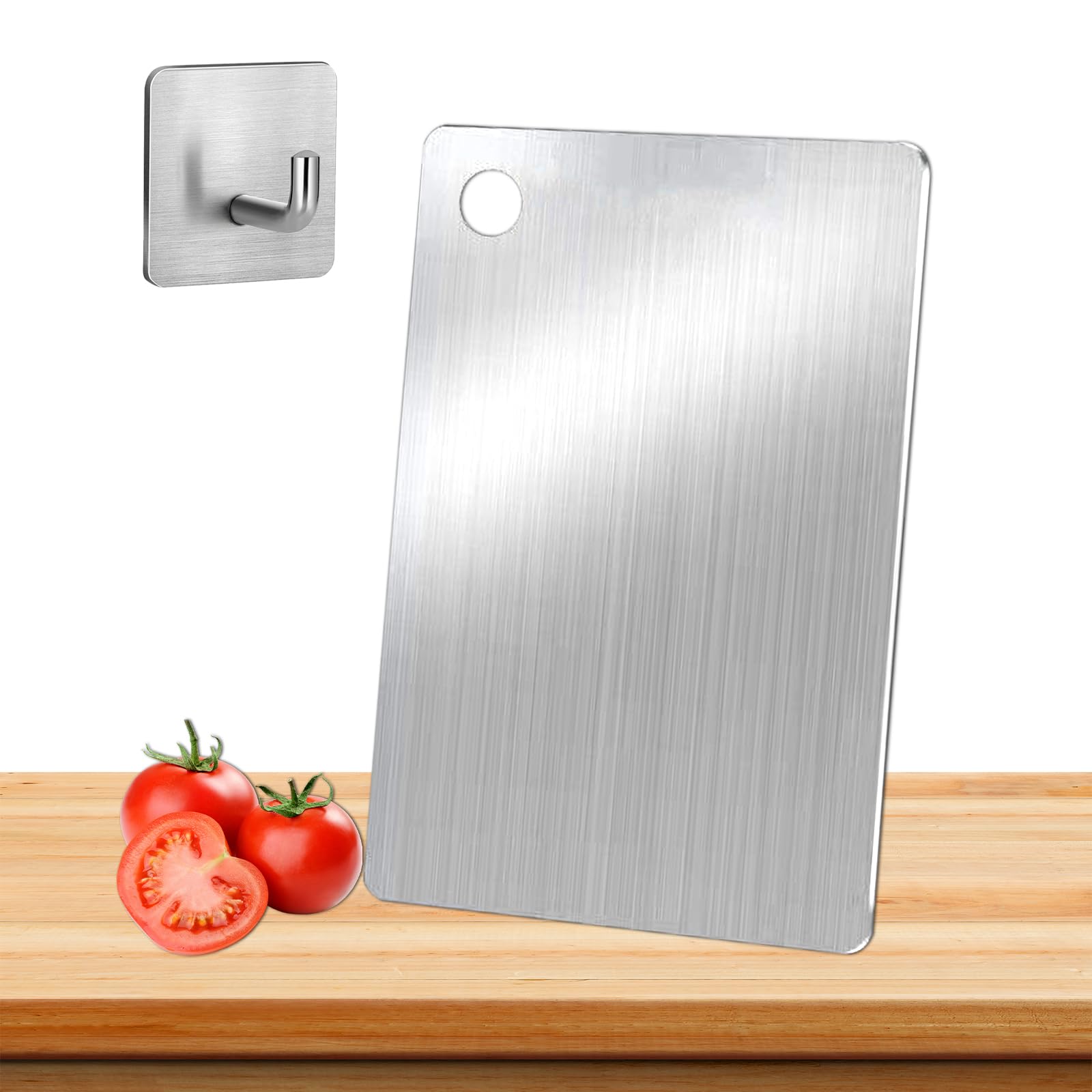 AYNKH Titanium Cutting Board, Suspensibility, with a Hook, Hygiene & Durability 304 Stainless Steel Chopping Board, for Meat, Fruit, Vegetables, Dishwasher Safe (30 * 20 cm)