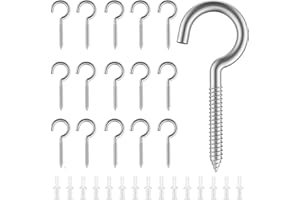 Nivithi M5x65 304 Stainless Steel Screw in Hooks, Heavy-Duty Screw Hooks & Metal Ceiling Hooks, Wood Terminal Ring Eye Hook, 