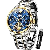 OUPINKE Mens Watches Automatic Skeleton Tourbillon Self Winding Luxury Sapphire Crystal Business Dress Wristwatch