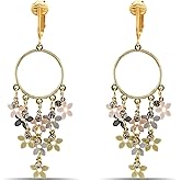 Aloha Earrings Gold Tone Clip On Dangling Earrings