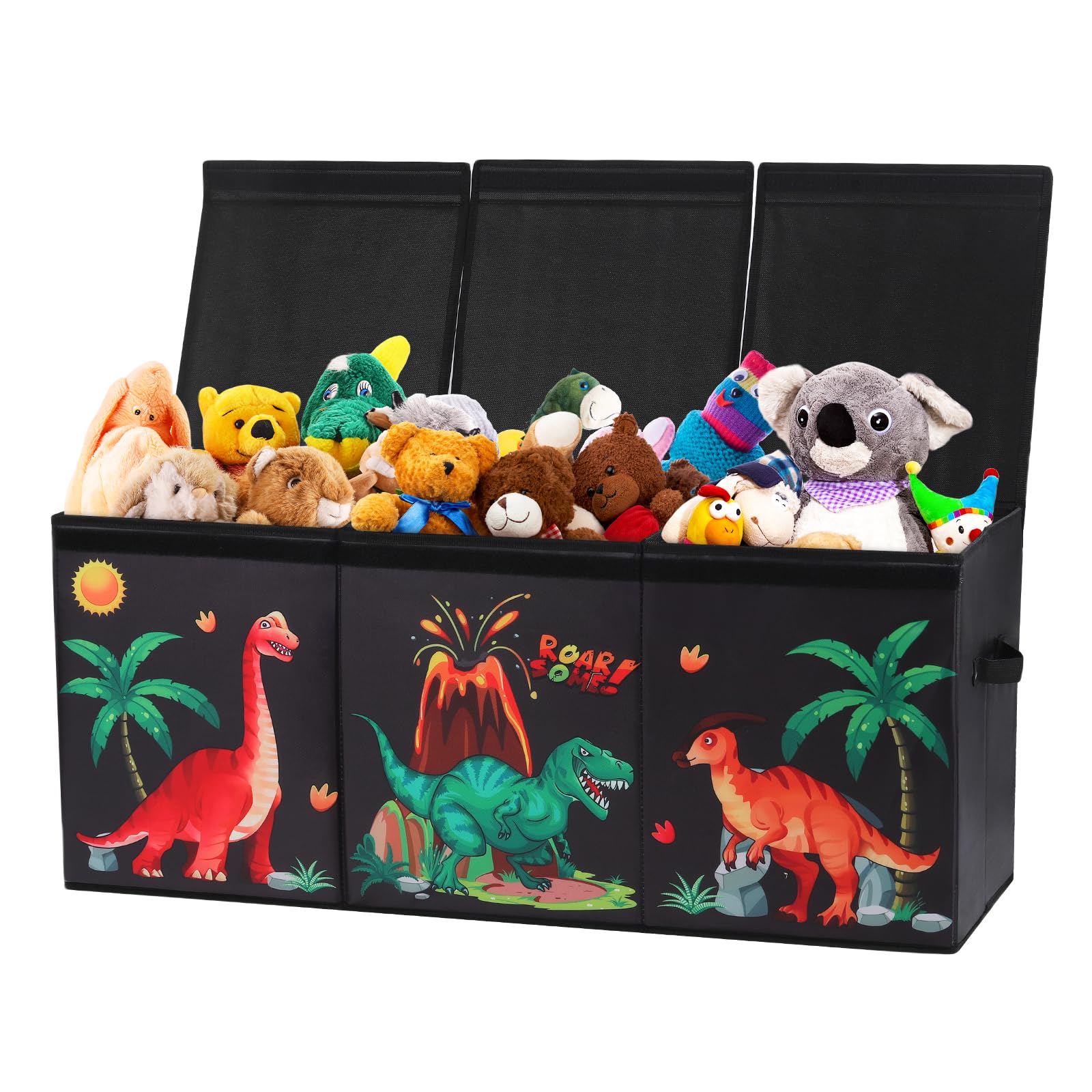 Decalsweet Dinosaur Extra Large Kids Toy Storage Box with Lid,Foldable Oxford Toy Storage Organizer Box for Boys-96×32×40cm-Lightweight Toy Chest with Handles for Bedroom Nursery