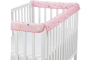 CLYCSRC 3 in 1 Crib Rail Covers for Teething,Soft Breathable Anti-Collision Crib Teething Rail Cover Edge Protector Strip（2025 New） (Star)