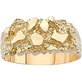 GAFTGOGO 10k 14k 18k Solid Gold Nugget Pinky Rings for Men Handmake Signet Rings Cracked Style Statement Ring Jewelry Gifts for Father Husband Him