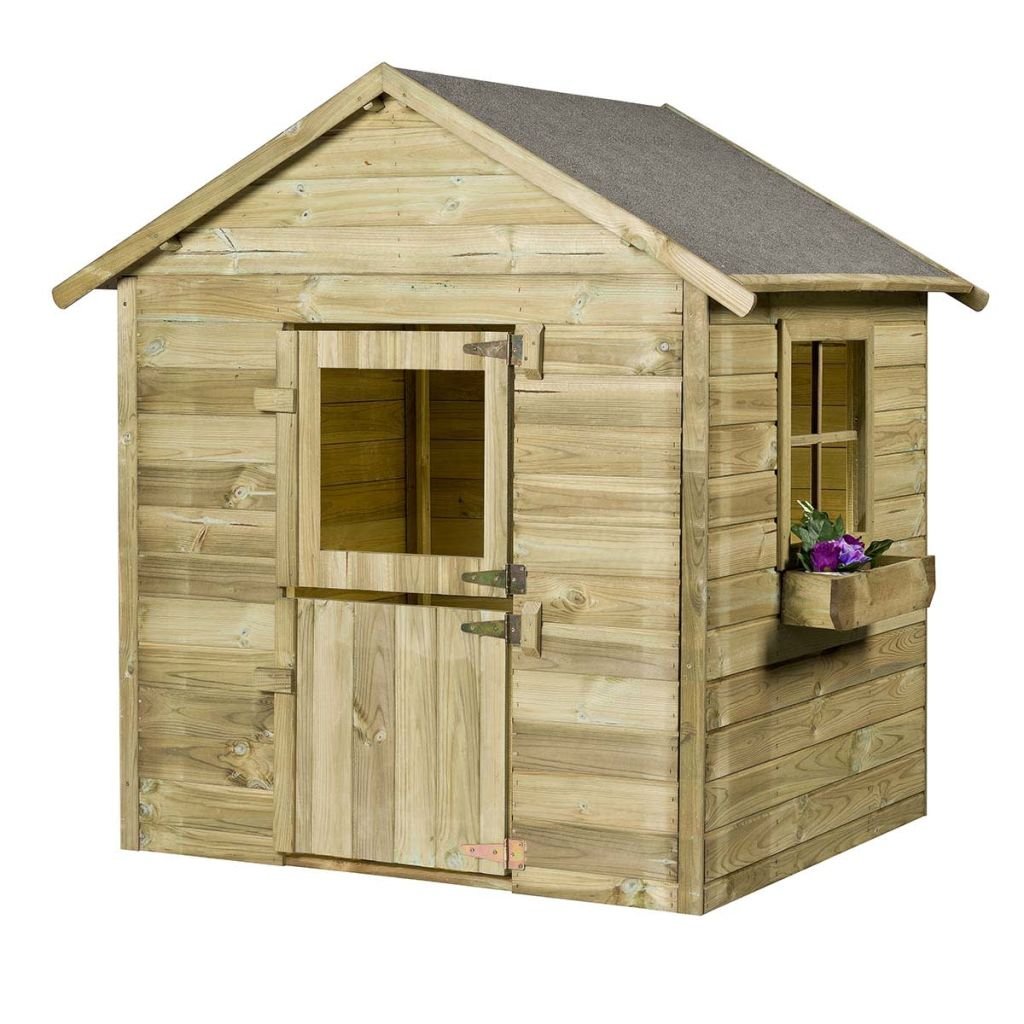 Swing King Playhouse Davey Wood Outdoor Log Cabin Toy Game Fun