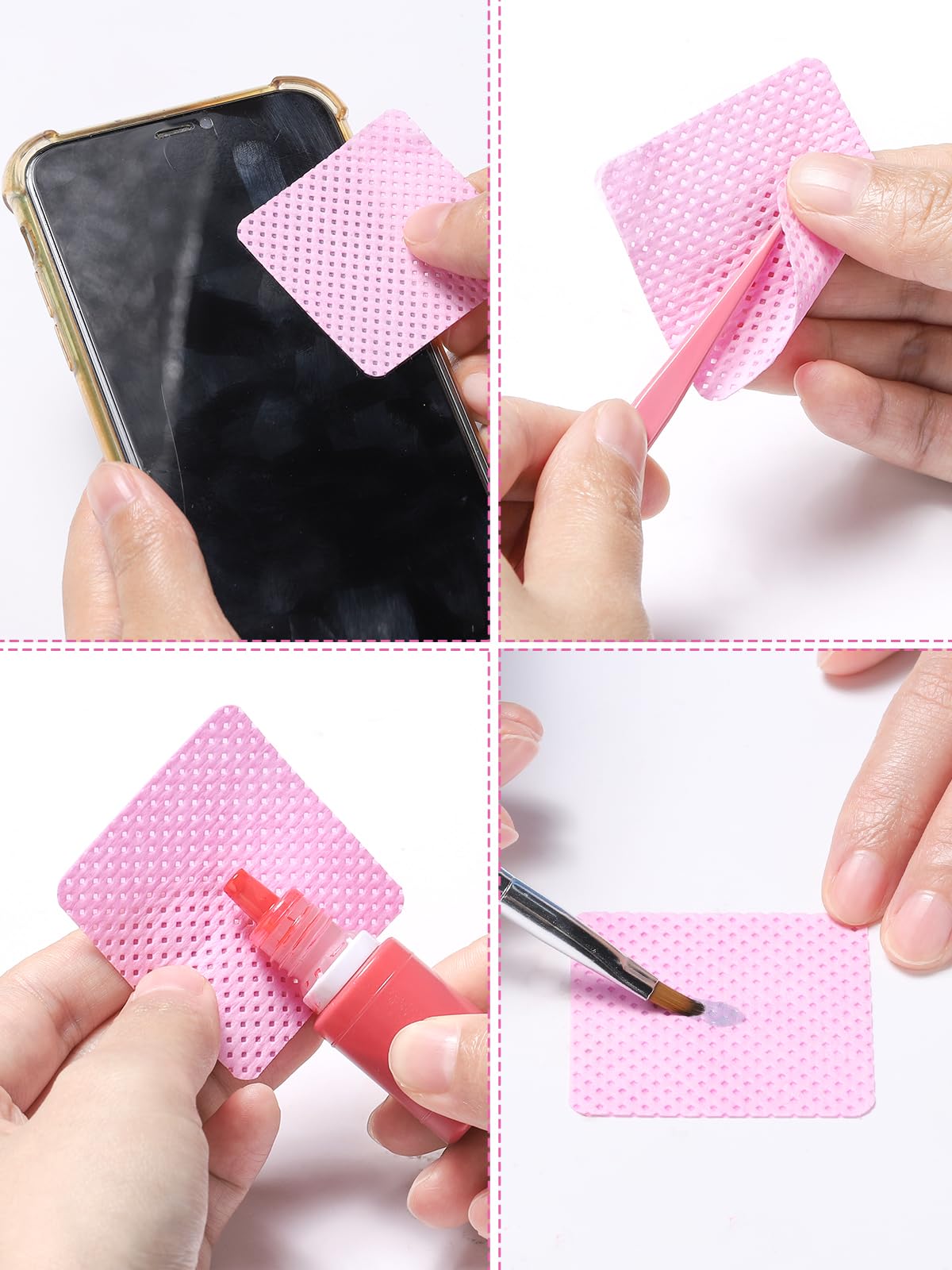TEOYALL Lint Free Nail Wipes, 400 PCS Non-Woven Fabric Nail Cleaning Pads Pink Lash Extensions Glue Cleaning Wipes Salon Supplies - Image 6