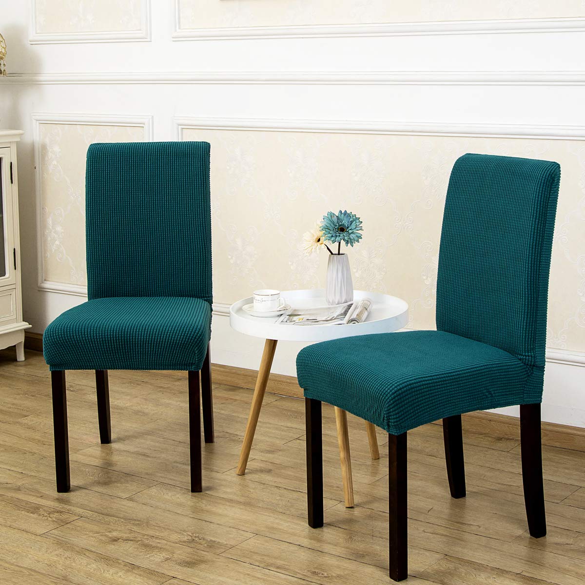 4 Pack Armless Chair Slip Covers for Dining Room Kitchen
