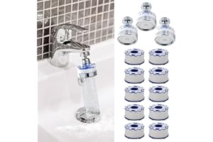 BREADEEP 13 Pcs Sink Water Filter Faucet Set, 360 ° Rotating Bathroom Sink Filter, Kitchen Sink Faucet Water Filter Removes Chlorine Fluoride Hard Water Faucet Extender for Home Kitchen & Bathroom