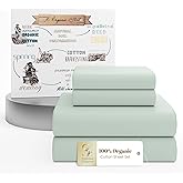 SUPREME ELEGANCE Organic 100% Cotton Queen Sheet Set, 18” Deep Pocket, Pastel Green | Lightweight, Eco-Friendly Cotton, Percale Softness, Durable & Breathable, Naturally Cooling | All Season Comfort