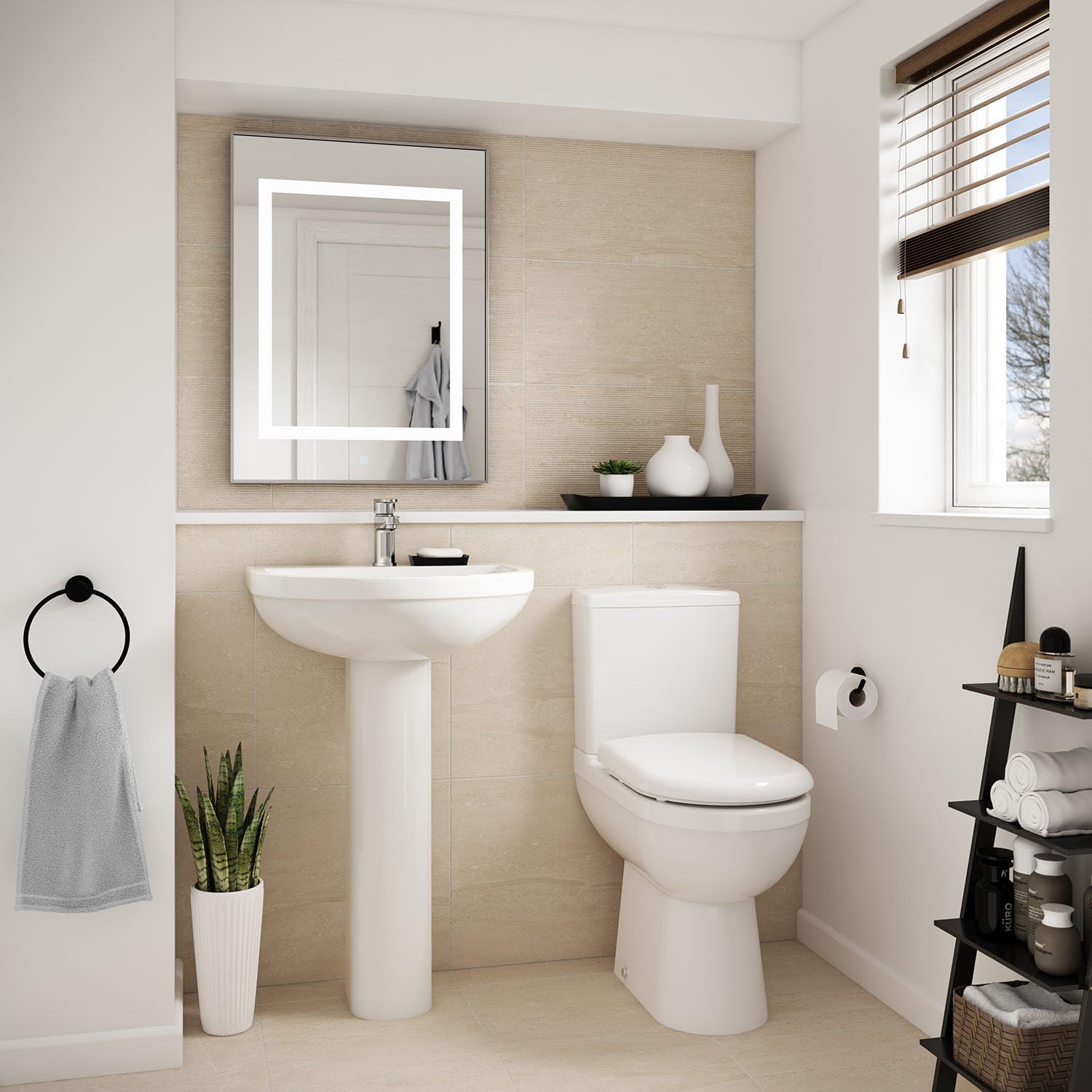Nuie CIV002 Basin, White, Full Ped - Image 4