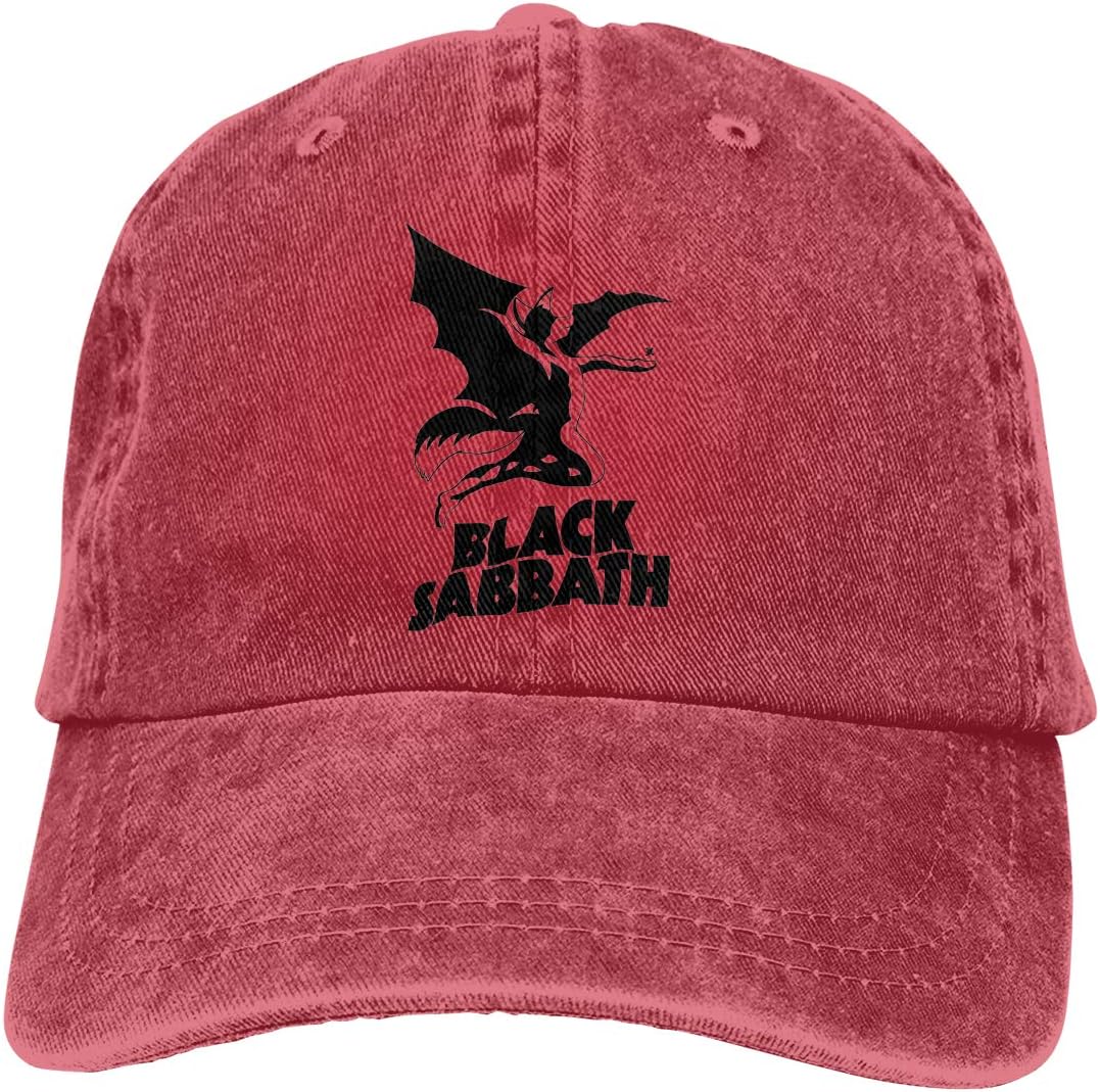 DADAJINN Black Sabbath Devil Logo Adjustable Walk Cotton Washed Denim Hat Gray