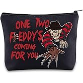 BWWKTOP Night Stalker​​ Cosmetic Makeup Bag Horror Killer Inspired Gifts One Two Coming For You Zipper Bag Halloween Party Merch (One Two Freddy)