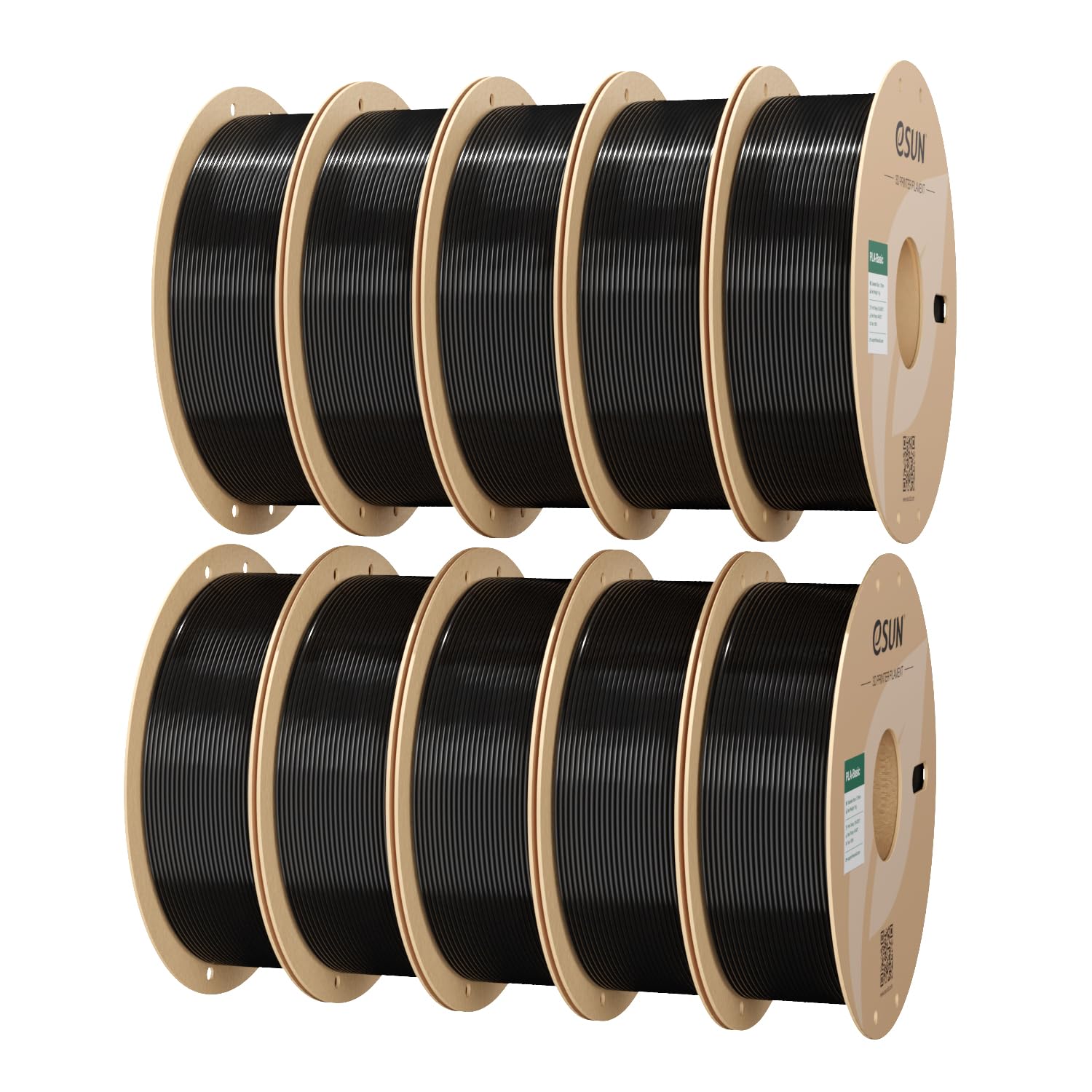 eSUN 10KG PLA Basic Filament, 1.75 mm 3D Printer PLA Filament, 1kg Spule, insgesamt 10kg, Dimensional Accuracy +/- 0.03 mm, Schwarz-10KG