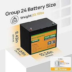 ECO-WORTHY 12V 100AH LiFePO4 Lithium Battery with