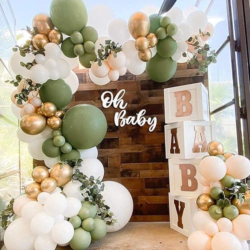 Sage Green Balloon Garland Arch Kit 124Pcs Oh Baby Shower - Main Image
