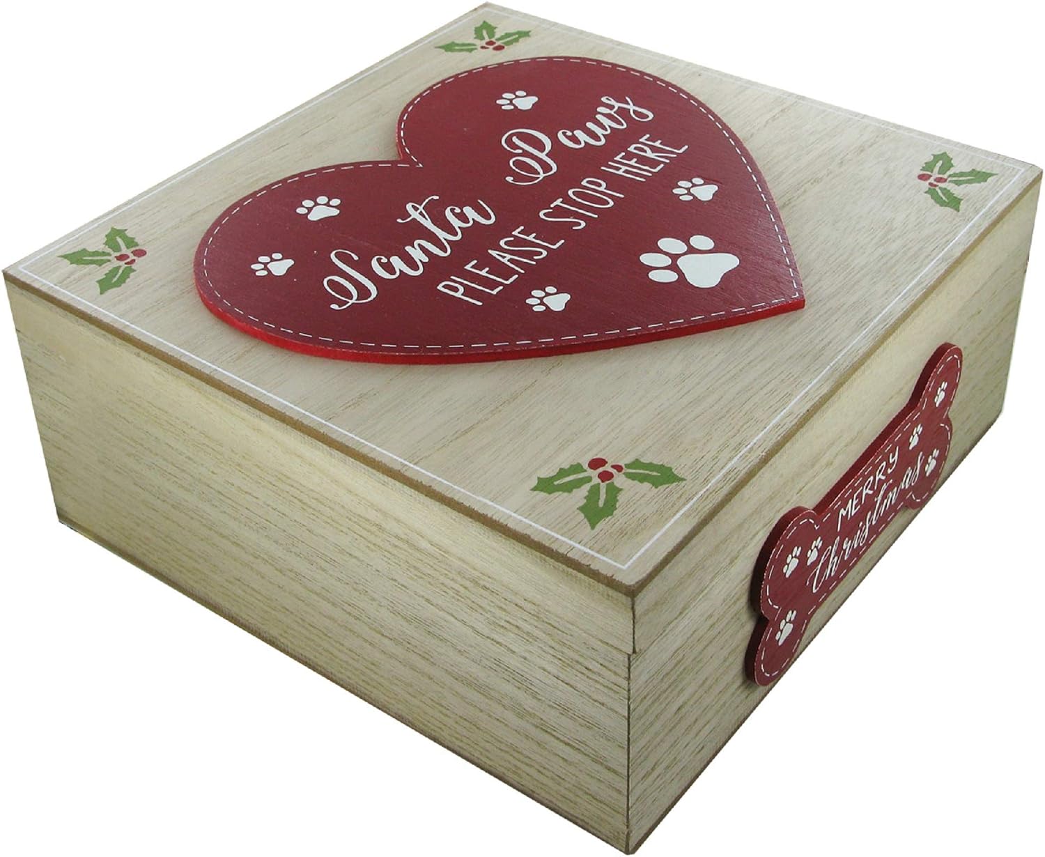Global Designs Dog Christmas Eve Box Santa Paws Please Stop Here Gift Keepsake Dog Treats Chest, Multi, 23cm - Image 3