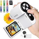 Hideal HP20 IPS Microscope for Kids: [3-in-1] [Easy and Fun] 2" Portable Handheld Microscope Miniscope, Pocket Mini Scope Educational Science Kit, Christmas Birthday Gifts for Kids, 32GB, White