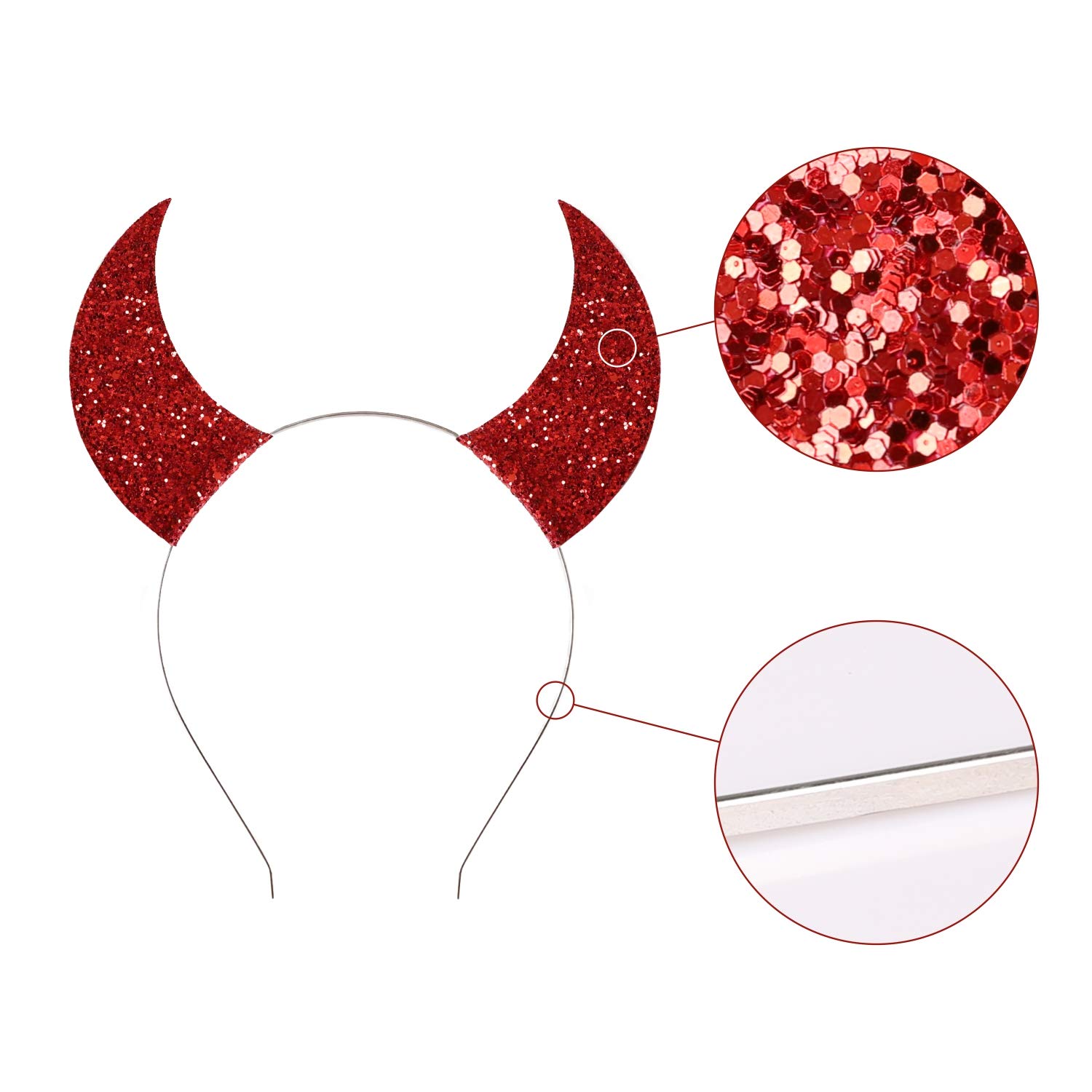 Girls Devil Horns Headband for Halloween (red): Beauty