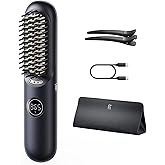 Fanttik Solo I10 APEX Portable Hair Straightener Brush, Cordless Straightening Comb with 113% Larger Heating Area, LED Display & Ceramic Coating, Ionic Technology & Safe Mode - Midnight