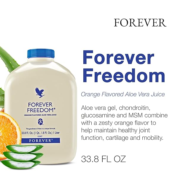 FOREVER LIVING – FOREVER FREEDOM – ALOE VERA JOINT SUPPORT WITH GLUCOSAMINE AND CHONDROITIN – ORANGE FLAVOR – 33.8 FL OZ (PACK OF 1)