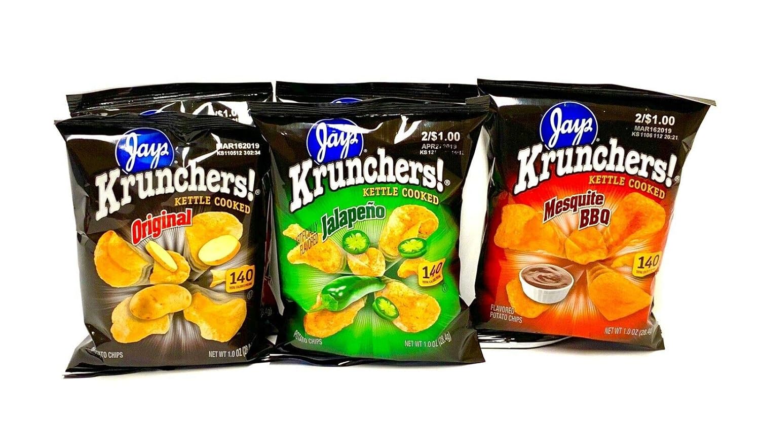 JAY'S KRUNCHERS 9 Pack 3 Jalapeno 3 BBQ & 3 Original Potato