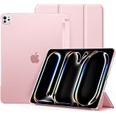 Mastten Slim Case for iPad Pro 13 inch (M5 2025, M4 2024) | Lightweight, Tri-fold Stand, Translucent Back, PU Leather, Soft Microfiber Lining, Supports Auto Sleep/Wake, Pink