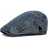 LXOrdora Men Denim Newsboy Flat Cap Ivy Driving Gatsby Cabbie Hat